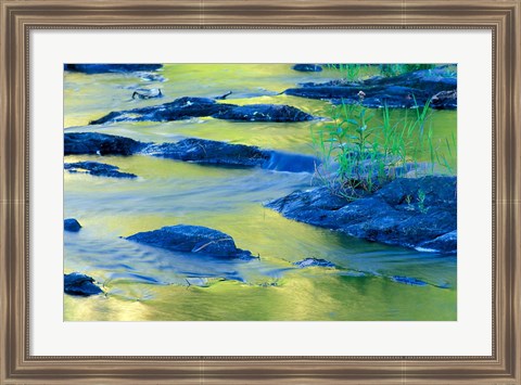 Framed Summer Reflections in the Waters of the Lamprey River, New Hampshire Print