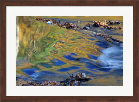 Framed Fall Reflections in the Waters of the Lamprey River, New Hampshire Print