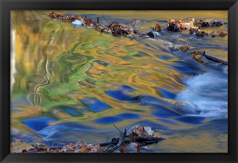 Framed Fall Reflections in the Waters of the Lamprey River, New Hampshire Print