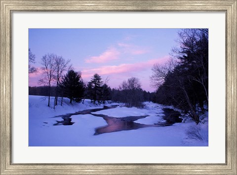 Framed Winter from Bridge on Lee-Hook Road, Wild and Scenic River, New Hampshire Print