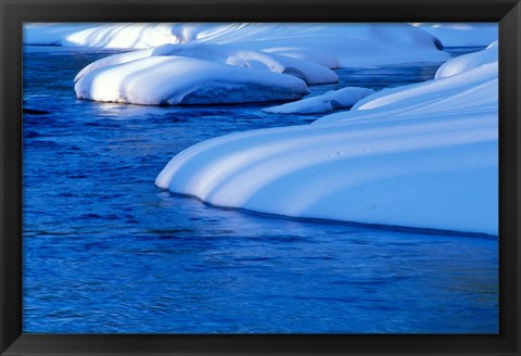 Framed Lamprey River in Winter, Wild and Scenic River, New Hampshire Print