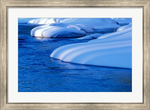 Framed Lamprey River in Winter, Wild and Scenic River, New Hampshire Print