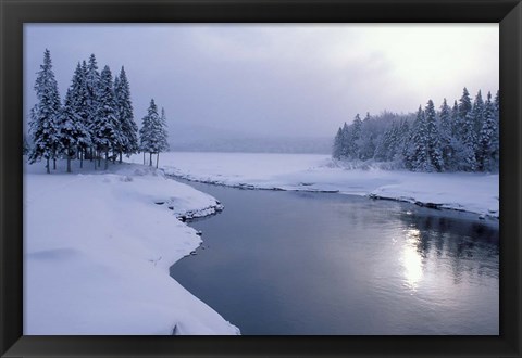 Framed Snow on the Shores of Second Connecticut Lake, Northern Forest, New Hampshire Print