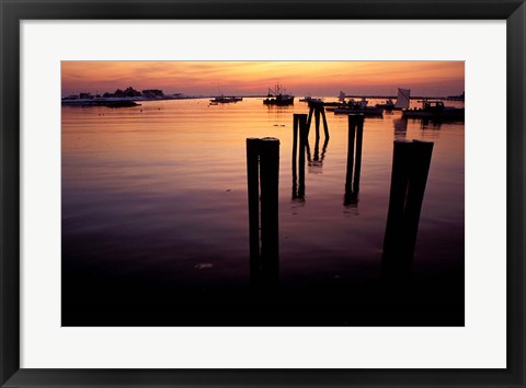 Framed Sunrise on Boats, New Hampshire Print