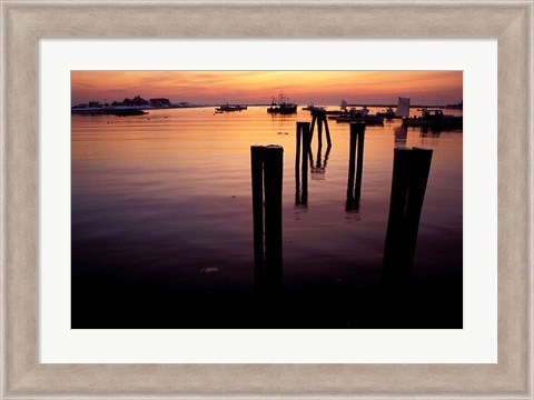 Framed Sunrise on Boats, New Hampshire Print