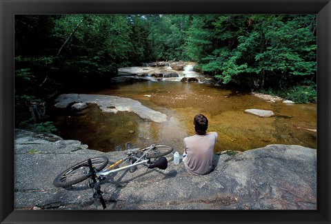 Framed Mountain Biking, Swift River, White Mountain National Forest, New Hampshire Print