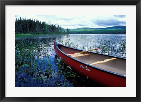 Framed Canoeing on Lake Tarleton, White Mountain National Forest, New Hampshire Print