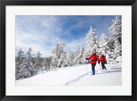 Framed Winter Hiking on Mount Cardigan, Clark Trail, Canaan, New Hampshire Print