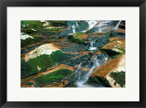 Framed Water over Mossy Rock Ledge in the Peabody River, White Mountains National Forest, New Hampshire Print