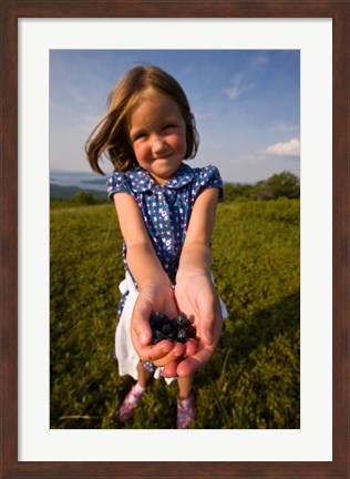 Framed Child, blueberries, Alton, New Hampshire Print