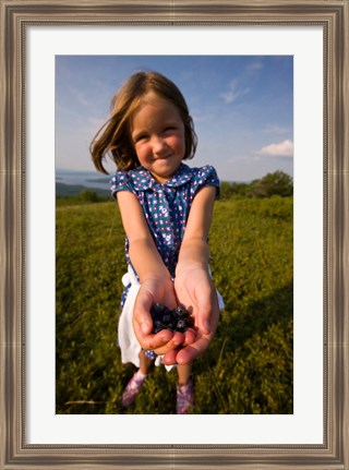 Framed Child, blueberries, Alton, New Hampshire Print