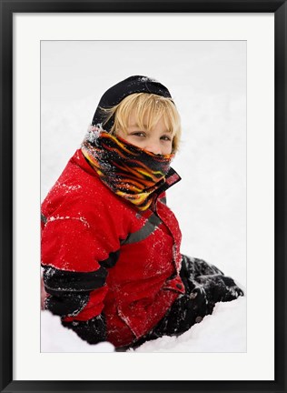 Framed Child in snow, Portsmouth, New Hampshire Print