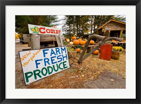 Framed Farm stand in Holderness, New Hampshire Print