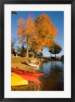 Framed Kayaks, Lake Winnipesauke, New Hampshire Print