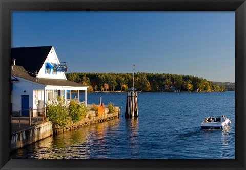 Framed Wolfeboro Dockside Grille on Lake Winnipesauke, New Hampshire Print