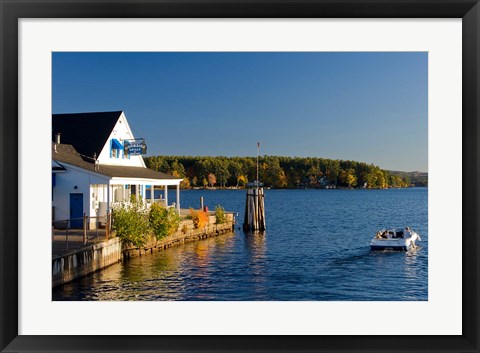 Framed Wolfeboro Dockside Grille on Lake Winnipesauke, New Hampshire Print