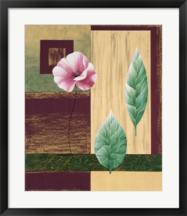 Framed Coquelicots et Feuilles I Print