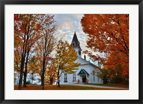 Framed Meeting House at Sugar Hill, New Hampshire Print