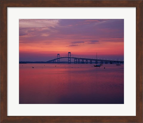 Framed Newport Bridge at sunset, Newport, Rhode Island Print