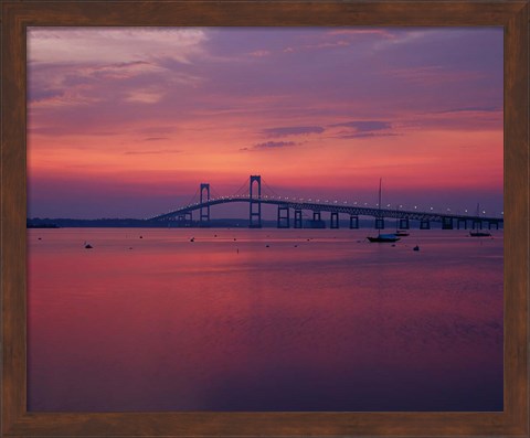 Framed Newport Bridge at sunset, Newport, Rhode Island Print