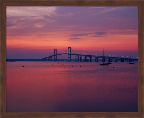 Framed Newport Bridge at sunset, Newport, Rhode Island Print