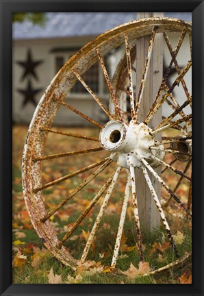 Framed New Hampshire, Lake Winnipesaukee, Moultonborough, old wagon wheel Print