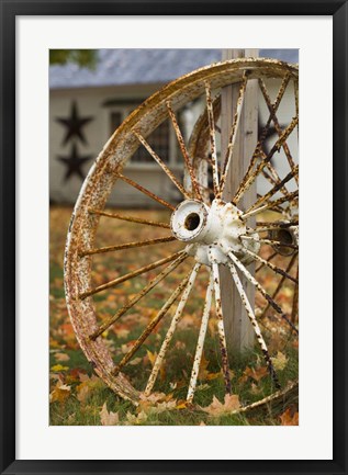 Framed New Hampshire, Lake Winnipesaukee, Moultonborough, old wagon wheel Print