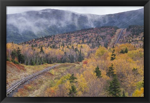 Framed New Hampshire, White Mountains, Bretton Woods, Mount Washington Cog Railway trestle Print