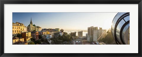 Framed Ascensor Reina Victoria at Dawn, Cerro Concepcion, Valparaiso, Chile Print