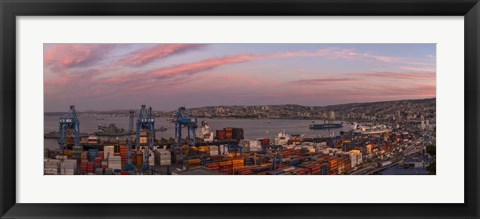 Framed Dawn at Paseo 21 de Mayo, Playa Ancha, ValparaA-so, Chile Print