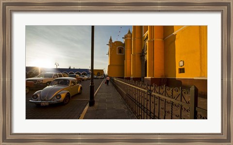 Framed Volkswagen Beetle, Parroquia De San Pedro, Cholula, Mexico Print