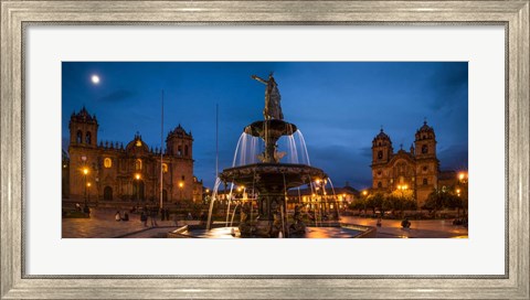 Framed Fountain at La Catedral, Plaza De Armas, Cusco City, Peru Print