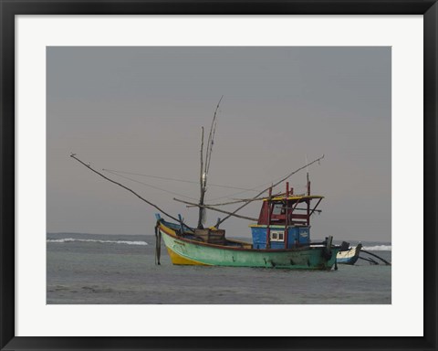 Framed Fishing Boat at Anchor, Matara, Southern Province, Sri Lanka Print