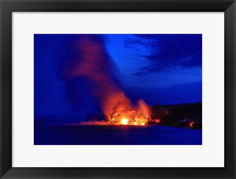 Framed Lava Flowing Into Ocean, Hawaii Volcanoes National Park, Big Island, Hawaii Print