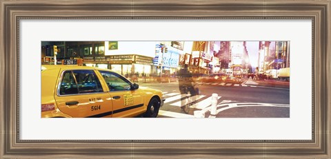 Framed Blurred Traffic in Times Square, New York City Print