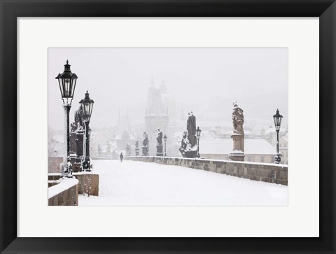 Framed Charles Bridge in Winter, Prague Print