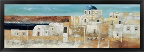 Framed Fulvio Dot - Veduta di Thira Size 39.5x13.75 Print