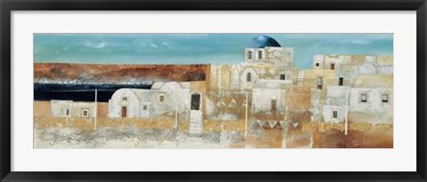 Framed Fulvio Dot - Veduta di Thira Size 39.5x13.75 Print