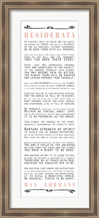 Framed Desiderata Bus Roll Black and Peach Text Print