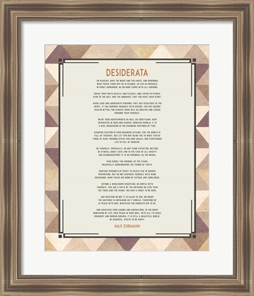 Framed Desiderata Triangle Pattern Frame Beige Print