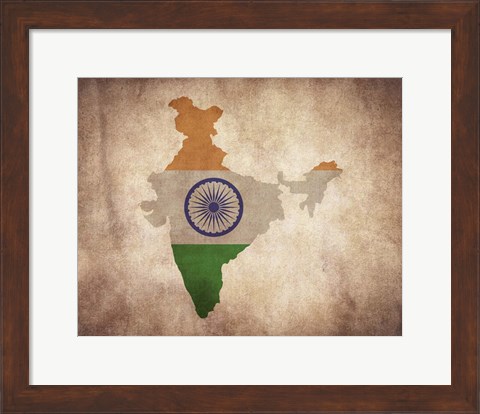 Framed Map with Flag Overlay India Print