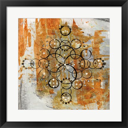 Framed Saffron Mandala II Crop Print