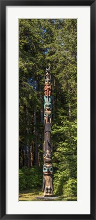 Framed Totem Pole in Forest, Sitka, Southeast Alaska Print