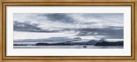 Framed Fishing Boat and Mt Edgecumbe, Sitka, Southeast Alaska Print