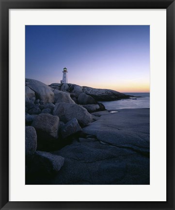 Framed Peggys Cove Lighthouse at Night, Nova Scotia, Canada Print