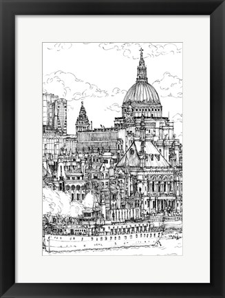 Framed B&amp;W City Scene X Print