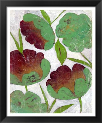 Framed Verdigris Blooms II Print