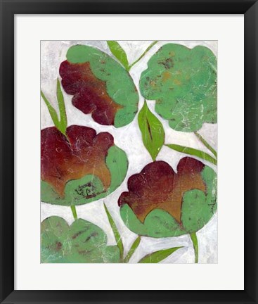 Framed Verdigris Blooms II Print