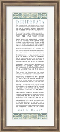 Framed Desiderata Bus Roll Blue Pattern Print