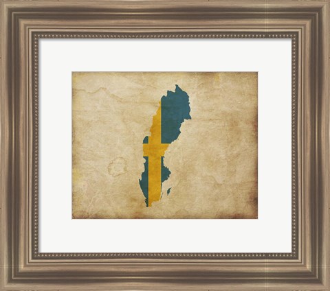 Framed Map with Flag Overlay Sweden Print